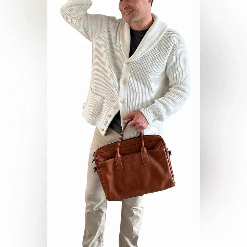 Polo Ralph Lauren Men’s Ribbed 100% Cotton Shawl Collar White Knit Cardigan Sz M